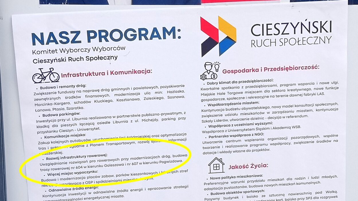 Zapowiedź budowy tras 604 i 607 w programie CIeszyńskiego Ruchu Społecznego